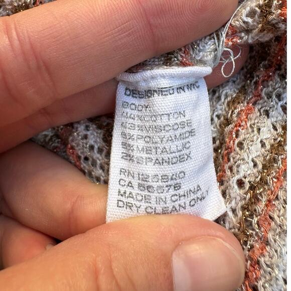 INTERMIX Y2K Brown Tan White Mona Knit Pointelle Cropped Cardigan Sweater - S - Picture 7 of 7